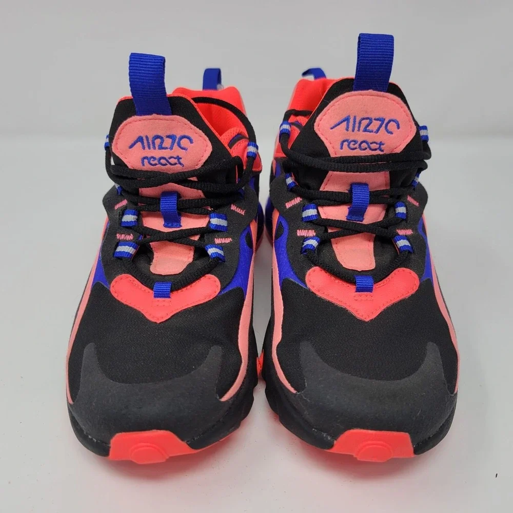 Nike Air Max 270 React‎ Athletic Shoes Black/Pink/Blue Size 4.5Y CT1579-001